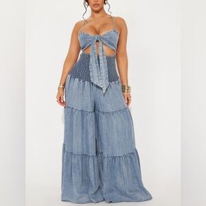 Fashion Nova Blue Denim Jumpsuit